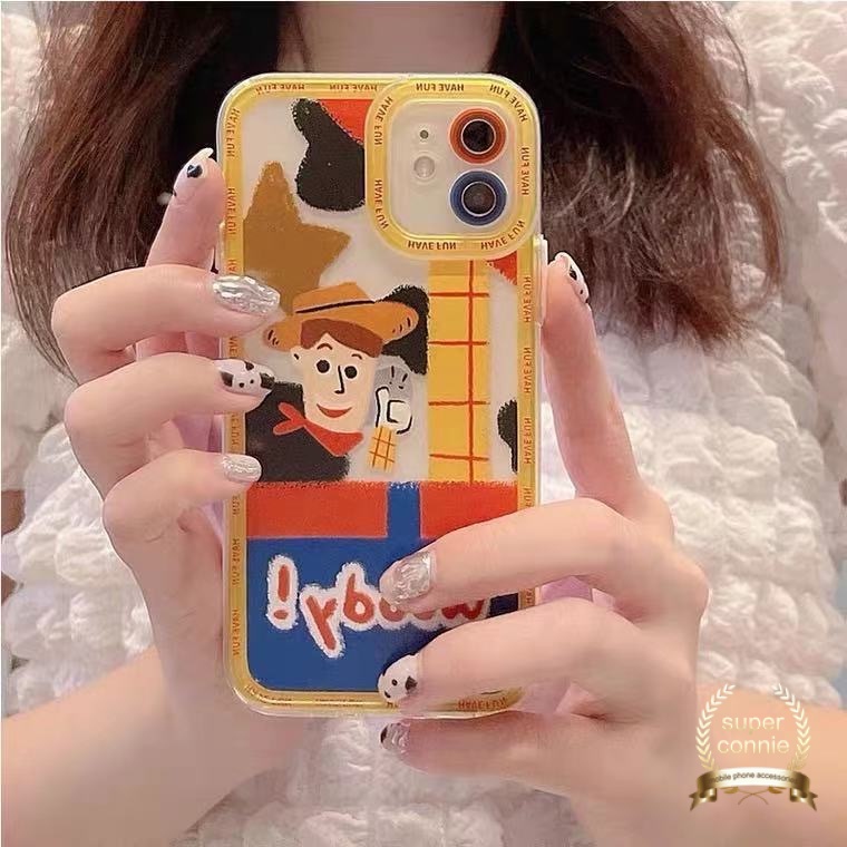 Cartoon Toy Story Phone Case for iPhone 11 12 Pro Max XR X XS MAX iPhone 6 6s 7 8 Plus SE 2020 Cute Wooddy Buzz Lightyear Alien Camera Protector Case Transparent TPU Soft Back Cover