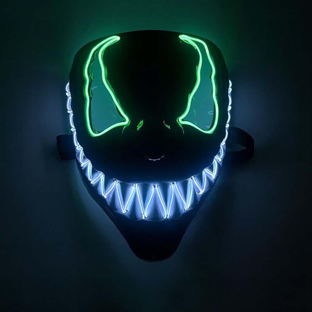 Lanfy Glowing Venom Mask Lampu LED Multicolour Lucu Luminous Mask Neon LED Mask LED Topeng Props Topeng Halloween Topeng Pesta Full Face Props