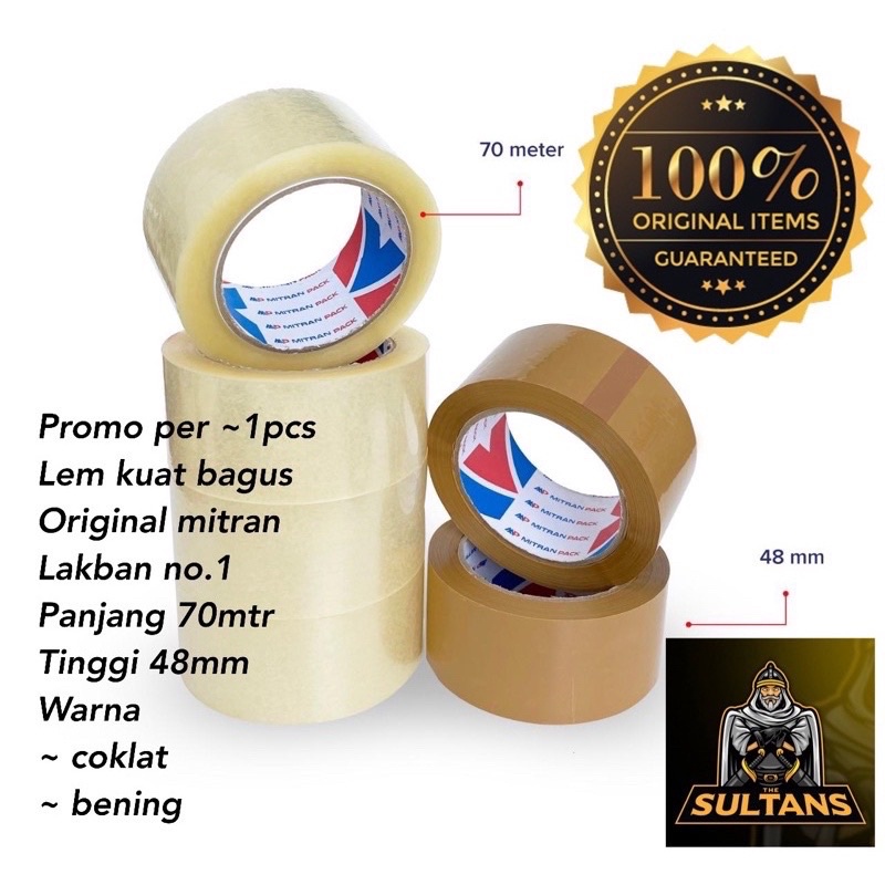 PROMO PER 1PCS LAKBAN ORIGINAL ISOLASI LEM PANJANG 70METER 48MM 80YARD COKLAT BENING TRANSPARAN