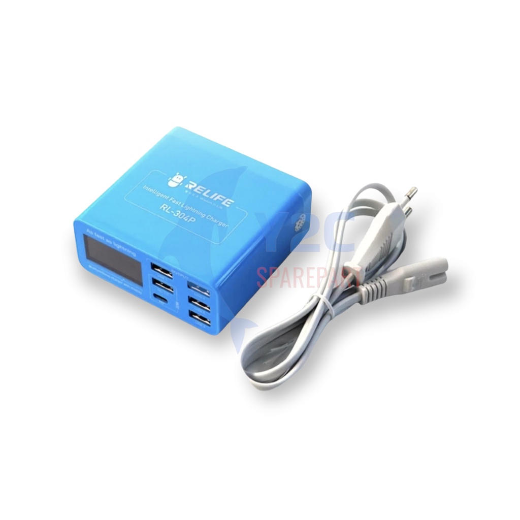 ADAPTOR CHARGER RELIFE RL-304P 6 PORT USB DIGITAL LIGHTNING / ALAT SERVIS SERVICE HP LENGKAP TERLENGKAP TERMURAH