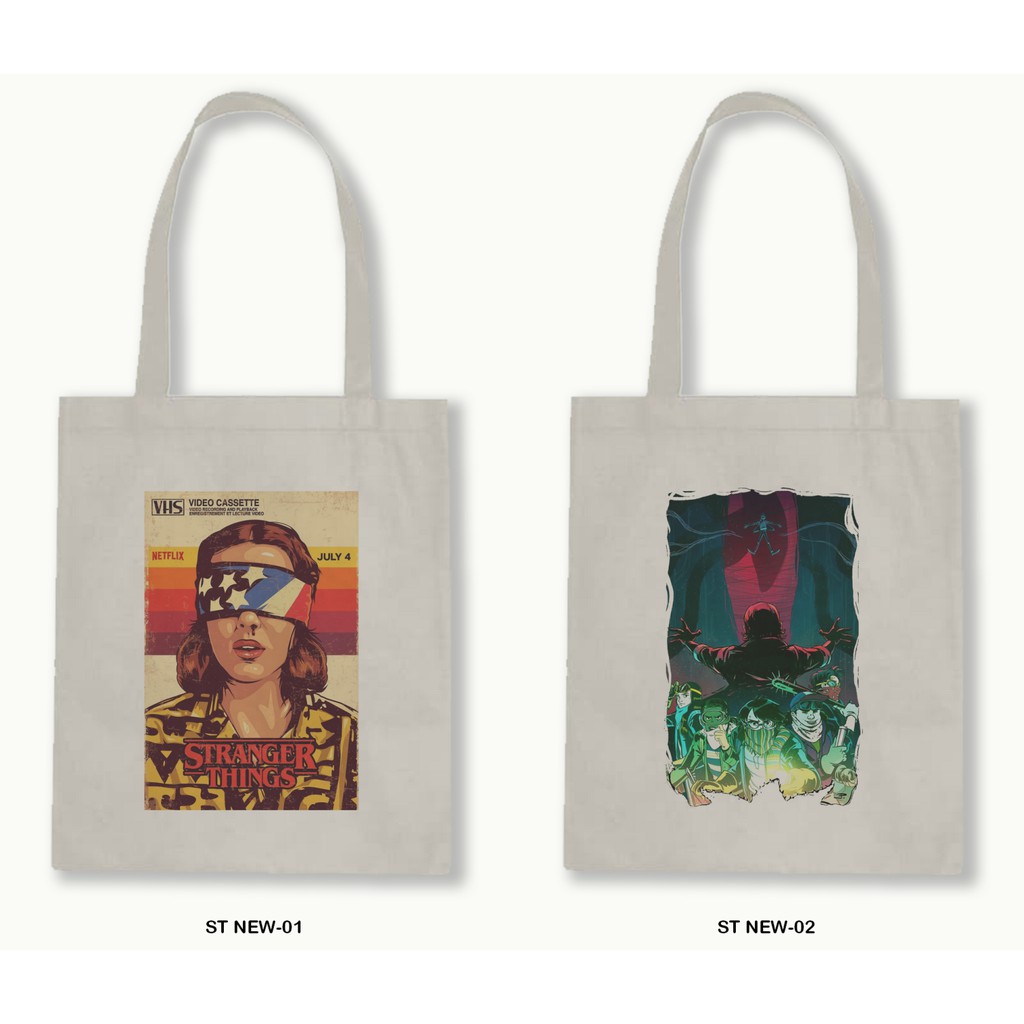 TOTE BAG BLACU 30X40 - STRANGER THINGS series.03