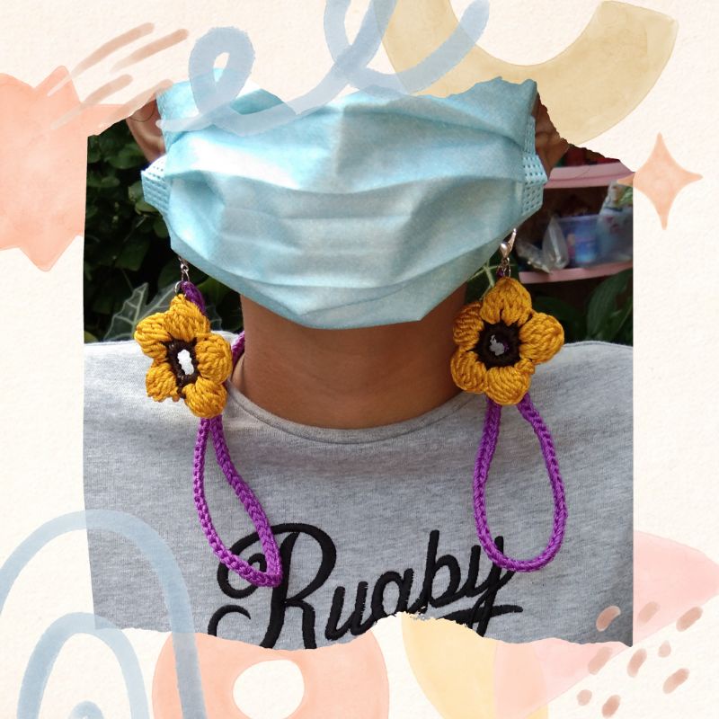 VINNAY HANDMADE~Strap Masker Rajut | Strap Mask Crochet | Daisy Rajut | Sunflower Rajut