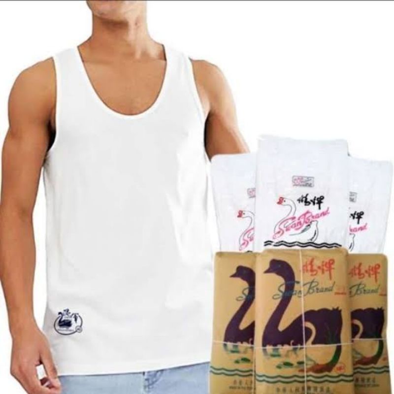 6 pcs#kaos singlet swan asli china 100% katun,kaos brand swan original 100% katun, grosir singlet sw