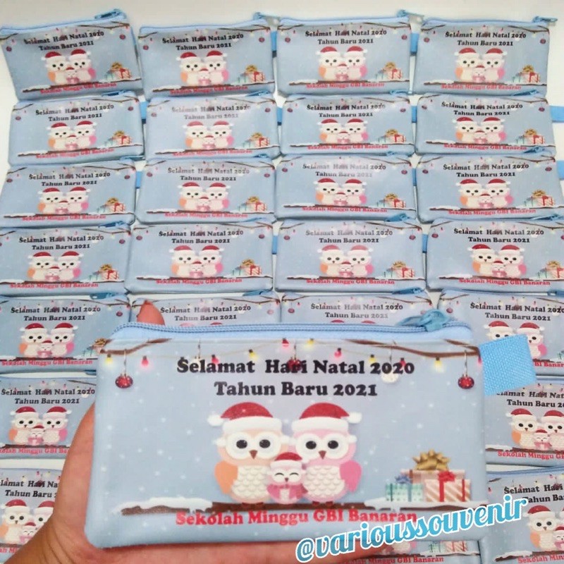 Dompet Pouch Panjang Souvenir Natal Sovenir Christmas Custom Nama Minim 25pcs Gereja Sekolah Minggu