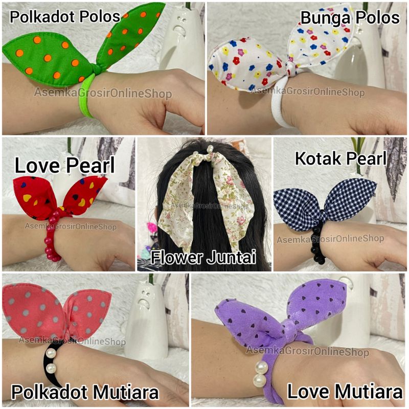 Ikat Rambut Pita Mutiara Pearl Gelang Tangan Aksesoris