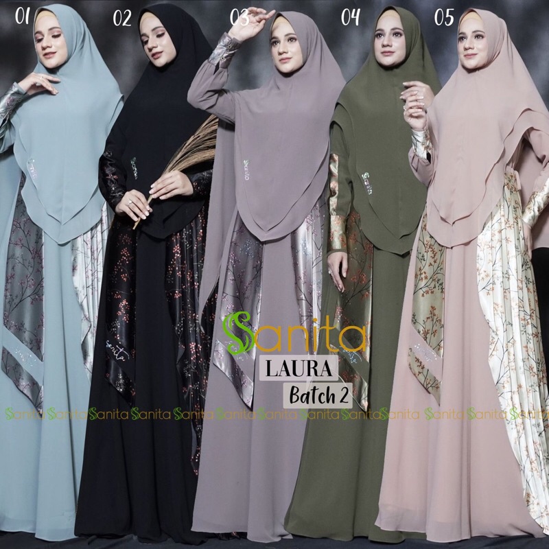 Gamis Syari Laura Batch 2 & 3 Original by Sanita (READY SIAP KIRIM)
