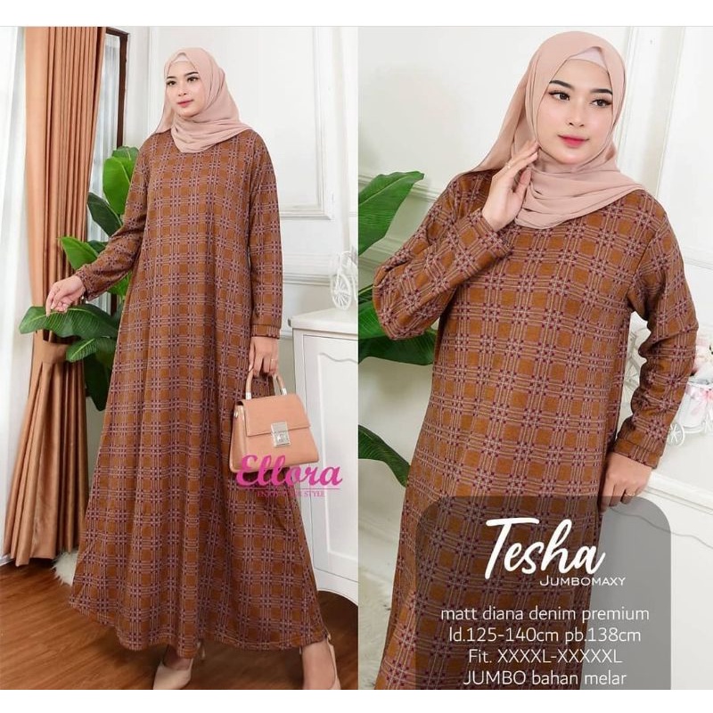TESHA Jumbo Maxy - LD120-130 Gamis Denim Diana Jumbo Bigsize Oversize Bumil / R.23 - 025-5973