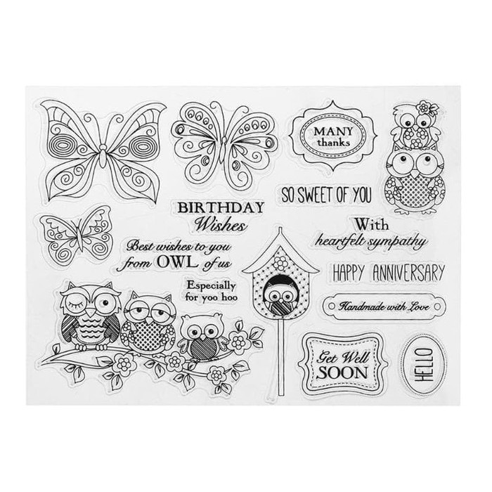 Clear Stamp (Stempel Transparan/Bening) - Butterfly and Owl