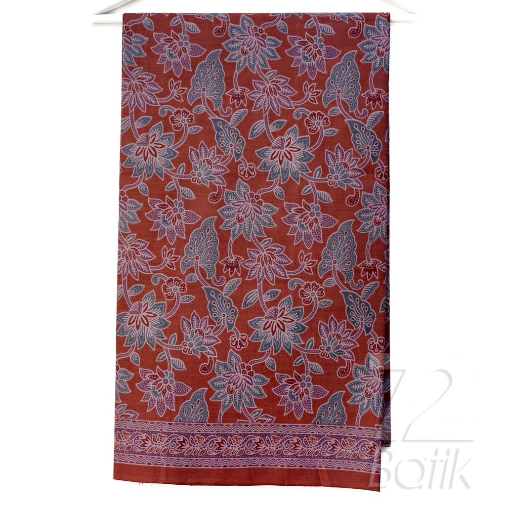 KAIN BATIK KATUN Premium Motif Kembang Taman Warna Coklat Tua 728583 Cap 72 Jarik Jarit Samping Kebat Panjang Batik Katun Modern Premium Bahan Seragam Batik Pernikahan Kantor Keluarga Murah Kamen Jadi Batik Bali Lembaran