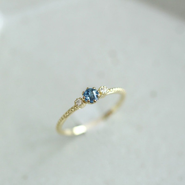 Cincin Sterling Silver 925 Dengan Batu Hias Biru Laut Untuk Wanita Jza058