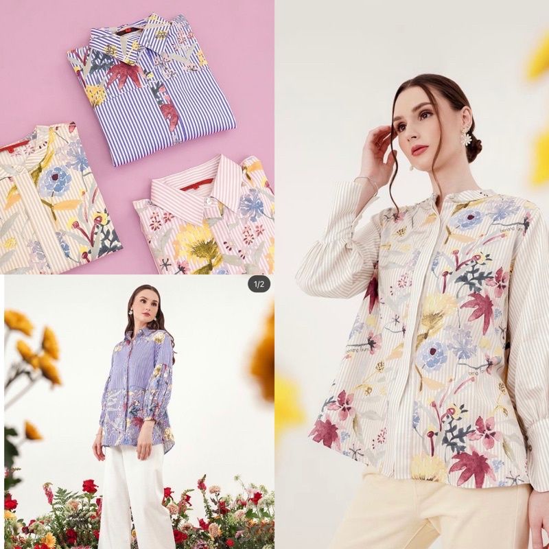 READY SIZE S Romantic Garden Series Benang Jarum Buttonscarves