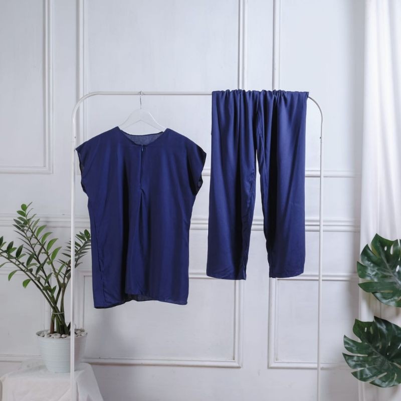 Piyama Busui Setelan Rayon Wanita Kekinian Pajamas Set Ld 120-PJM B. Navy