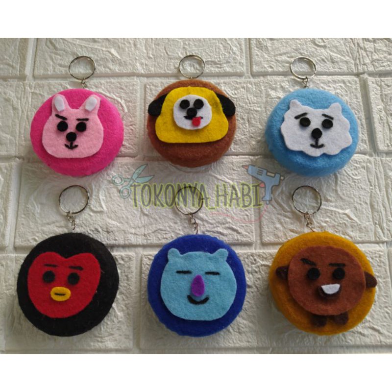 Gantungan Kunci Lucu | Gantungan Kunci BT21 / BTS | Gantungan Kunci Flanel | Prakarya | Souvernir