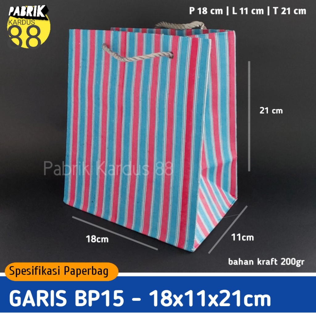 

paper bag garis bp15 | kantong tas kertas | shopping paperbag polos