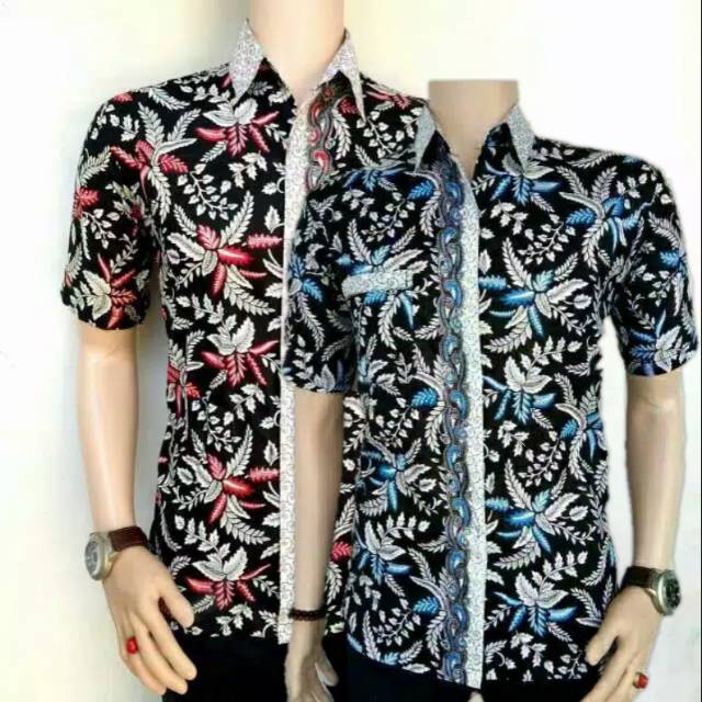 tey-17 Batik Pria ASJ SA HRB026 Kenongo Kemeja Tosca Pendek Pekalongan Padi M L Xl Sogan Tulis ::