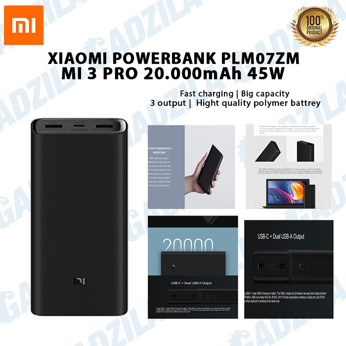 Powerbank Xiaomi Mi 3 Pro 20000mAh 45W | Mi Power Bank PB