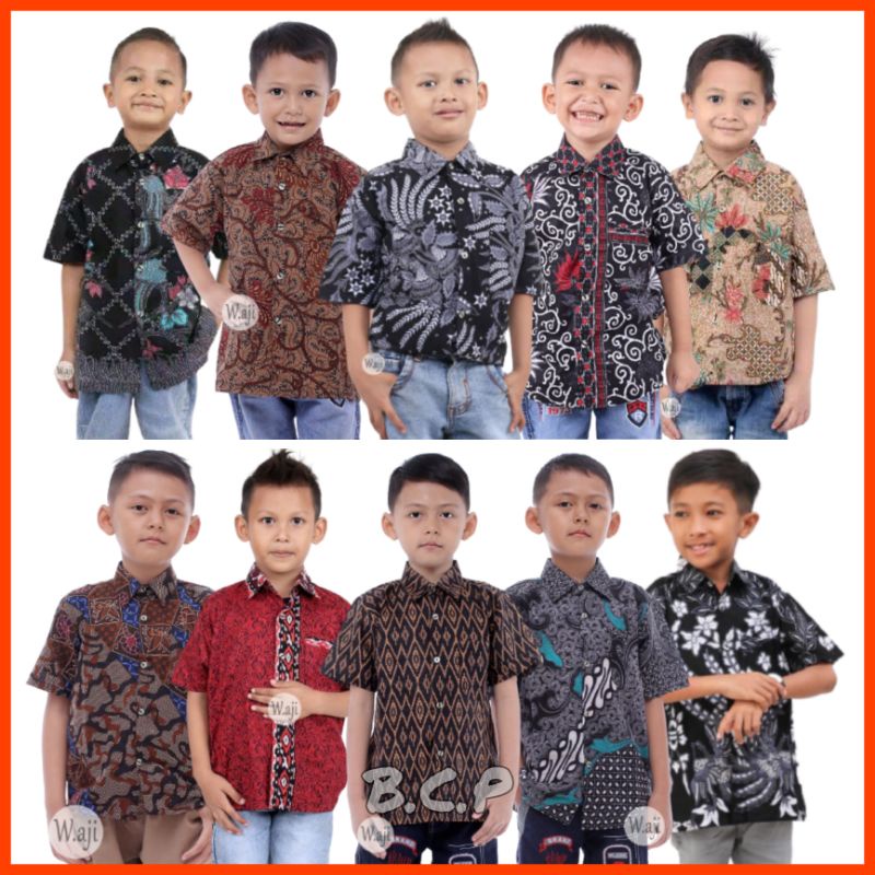 (BISA COD) Kemeja Batik Anak Cowok Laki-laki • Baju Batik Anak Cowok • Batik Anak Laki Laki • Kemeja