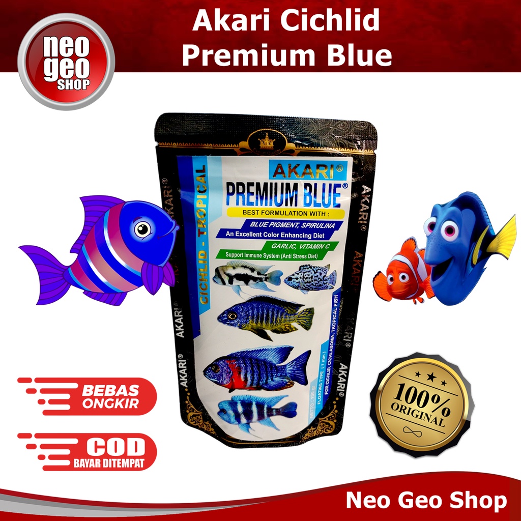 AKARI PREMIUM BLUE CIKLID 100gr 100 gr Pelet Makanan Ikan