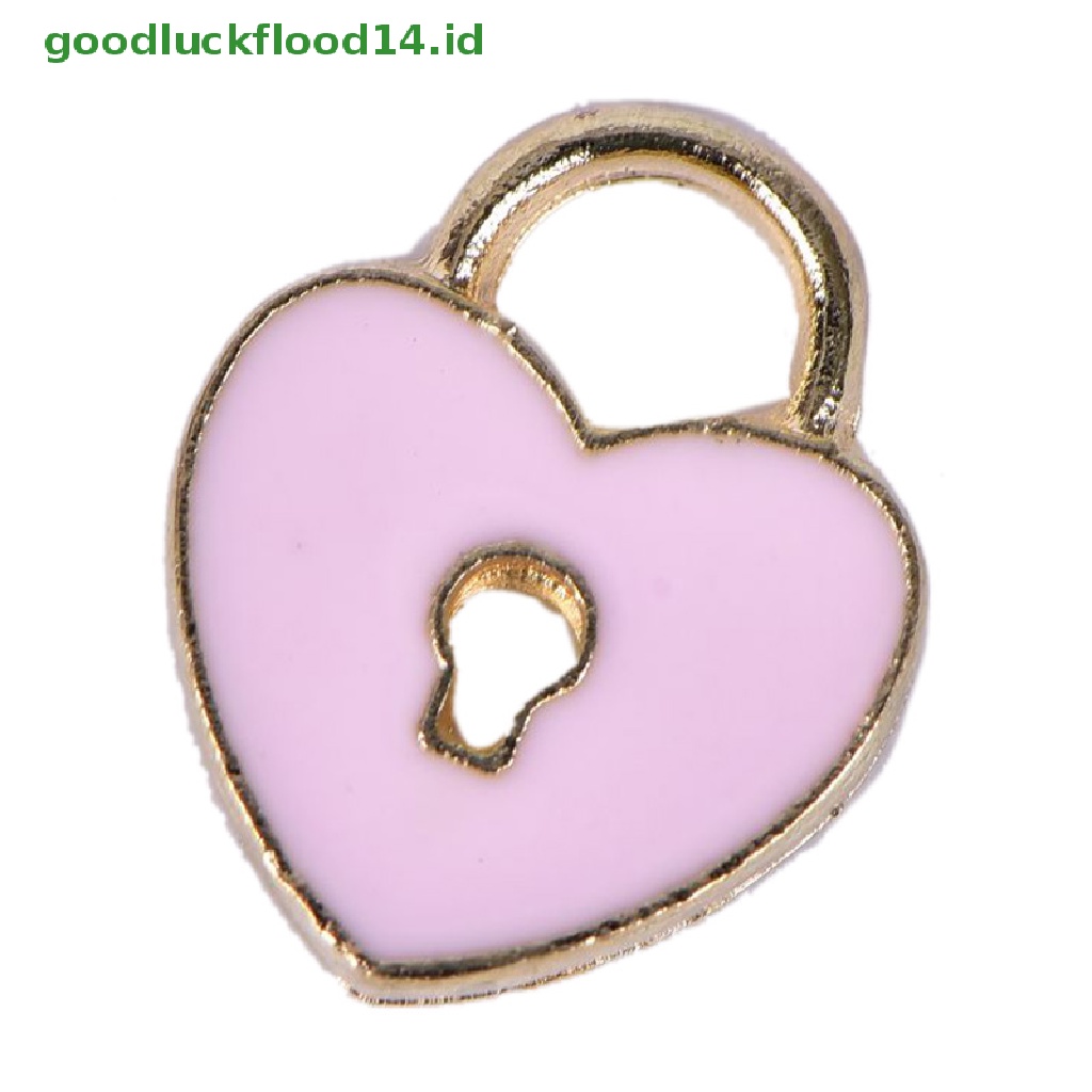 10pcs / Set Liontin Kunci Hati Bahan Alloy Untuk Membuat Perhiasan