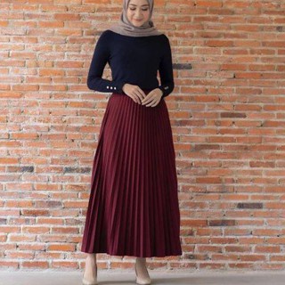 ROK PLISKET PREMIUM /ROK PANJANG MUSLIM/ ROK MAYUNG BAHAN HYGET PREMIUM / ROK KULIAH