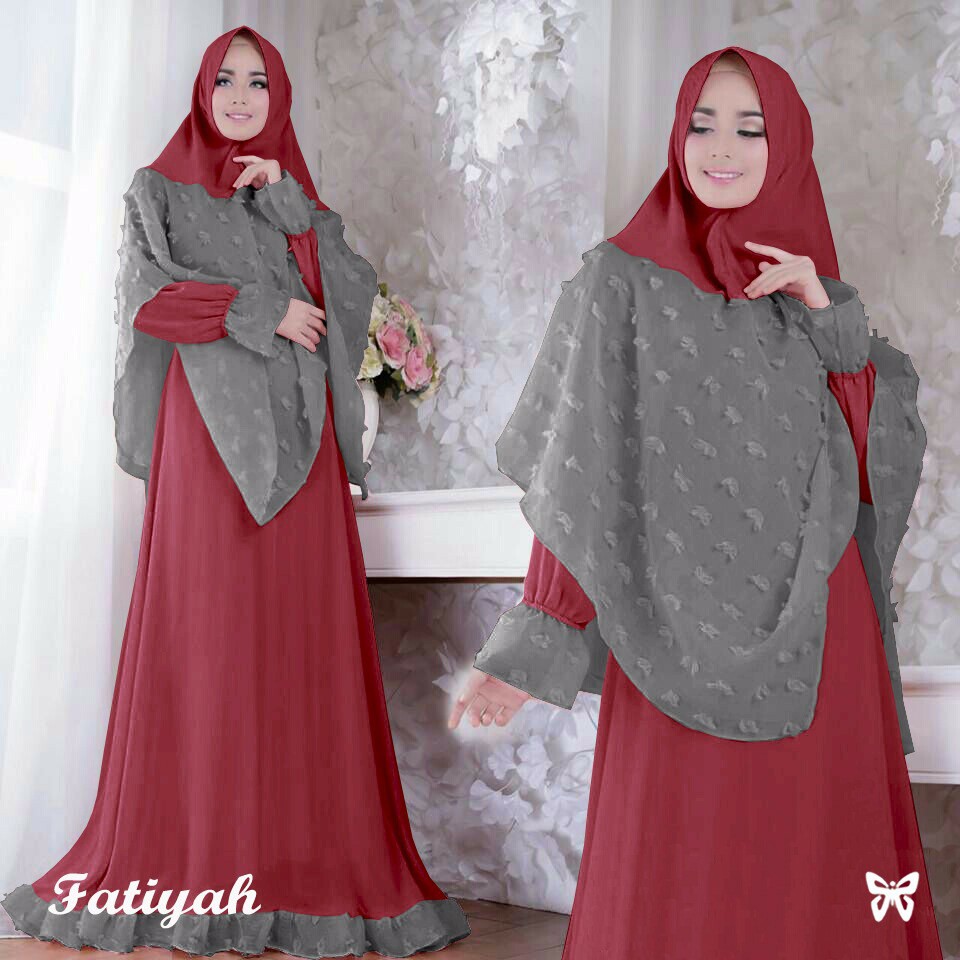 HOPYLOVY SALE - Gamis Maxi Dress + Bergo wanita Fatiyah Rubiah