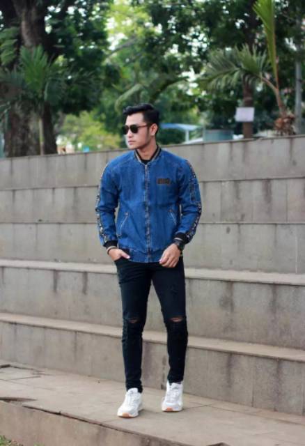 Jaket Jeans Bomber Pita Bordir Pria Jaket Jeans Bomber Roca Fella Jaket Jeans Bomber Distro