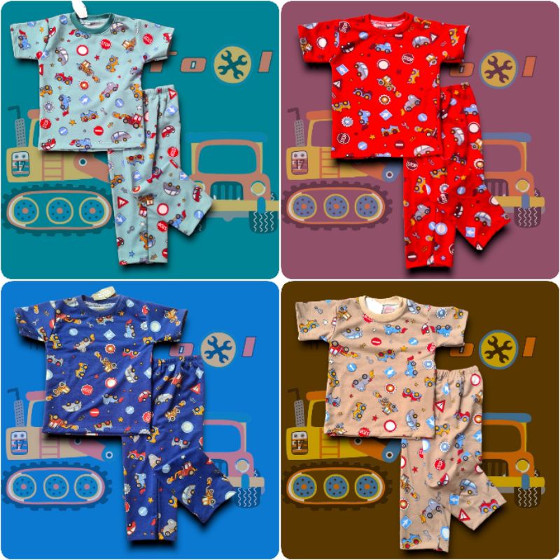 Setelan Anak DUMP TRUCK SERIES Babyterry Import 1-6 Tahun Setelan Anak Motif MOBIL/ BTS