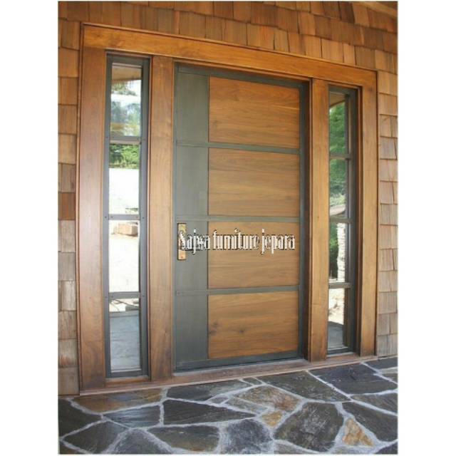 pintu rumah/pintu utama jati(sudah termasuk kusen+jendela kaca)