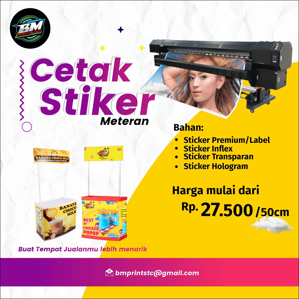 

CETAK INDOOR (Cetak Sticker/ Print Online Printing) Vinyl Meteran Berkualitas