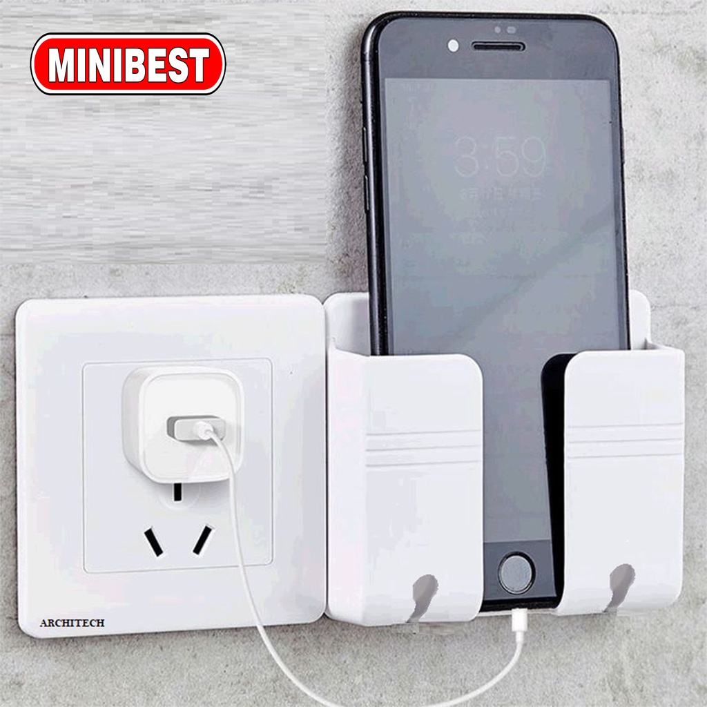 [MB] Holder Tempel Dinding Tempat Charger Hp, Remote / Rak Gantung Multifungsi