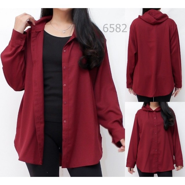 012 JUMBO KEMEJA HOOD Pakaian Wanita Dewasa  Gaya Kekinian Baru Murah Grosir Tanah Abang