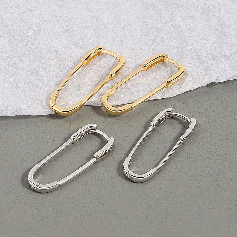 Needway   Wanita Anting Minoritas Street Wear Pesta Desain Fashion Warna Solid Lady Pin Ear Buckle