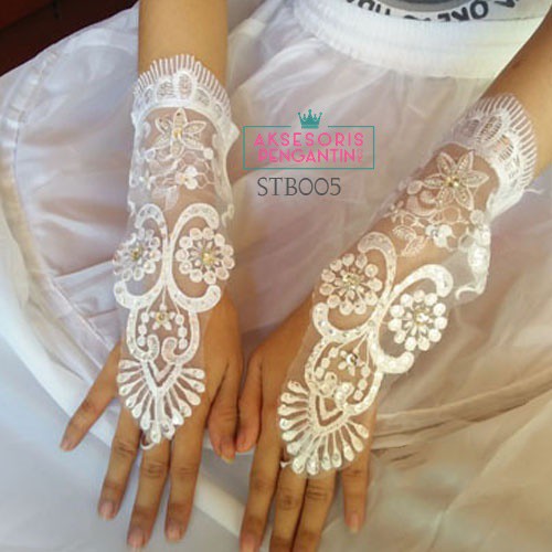 [STOK TERBATAS] WEDDING GLOVES SARUNG TANGAN LACE AKSESORIS PENGANTIN PUTIH STB005