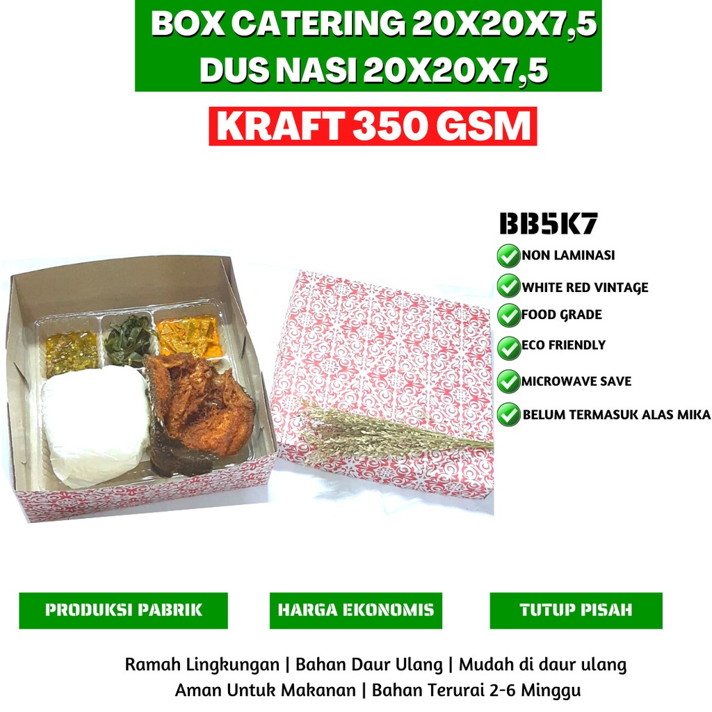 Dus Nasi 20x20 Tebal 350 Gsm Dus Nasi (BB5K7-Non Laminasi)