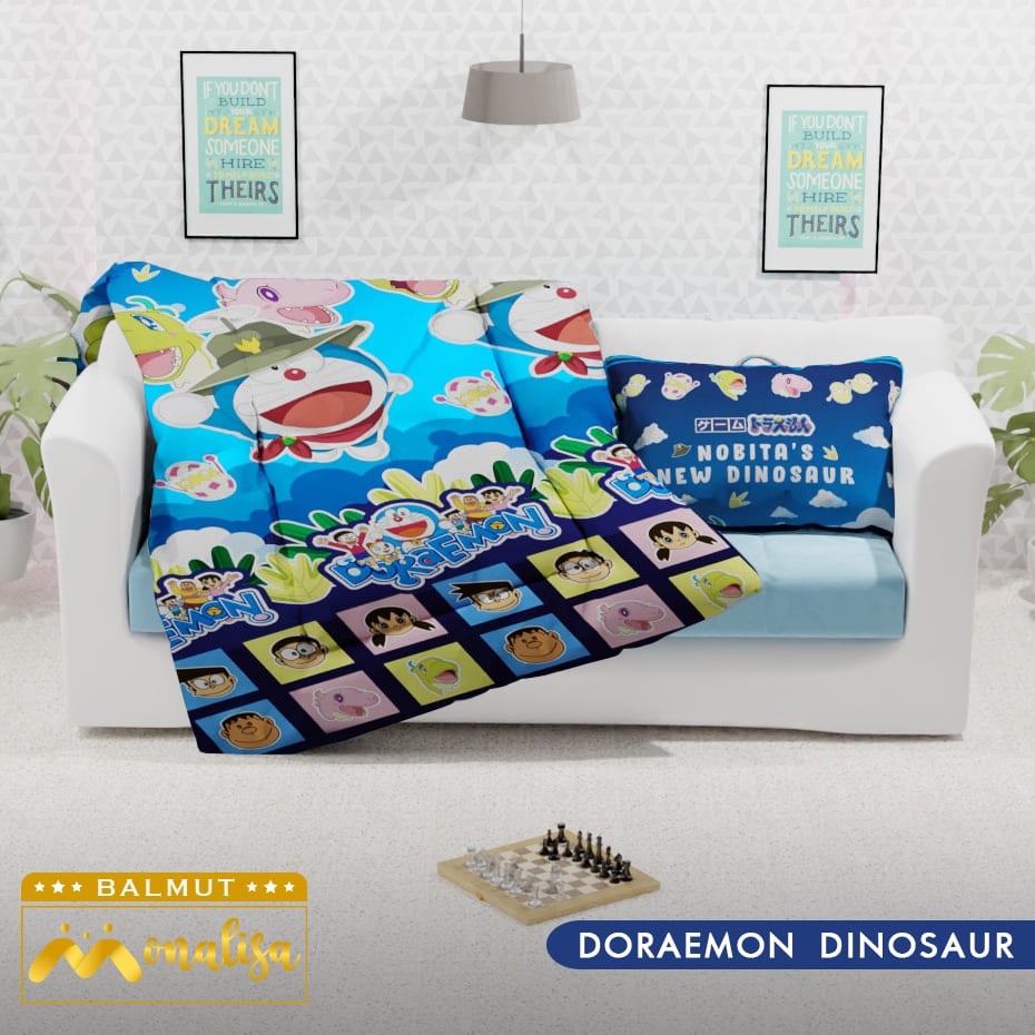 Monalisa Bantal Selimut (BALMUT) Karakter Uk 150 x 220 - Doraemon Dinosaur