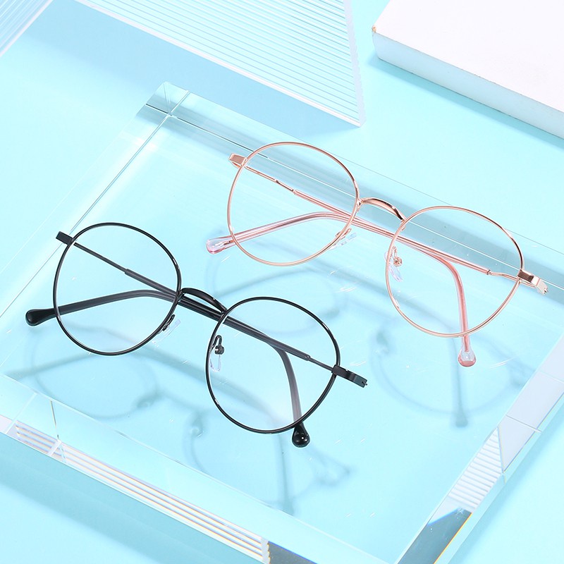 Kacamata Photocromic Anti Radiasi Bingkai logam bulat Wanita Pria Komputer Fotocromic Anti Silau eyeglasses