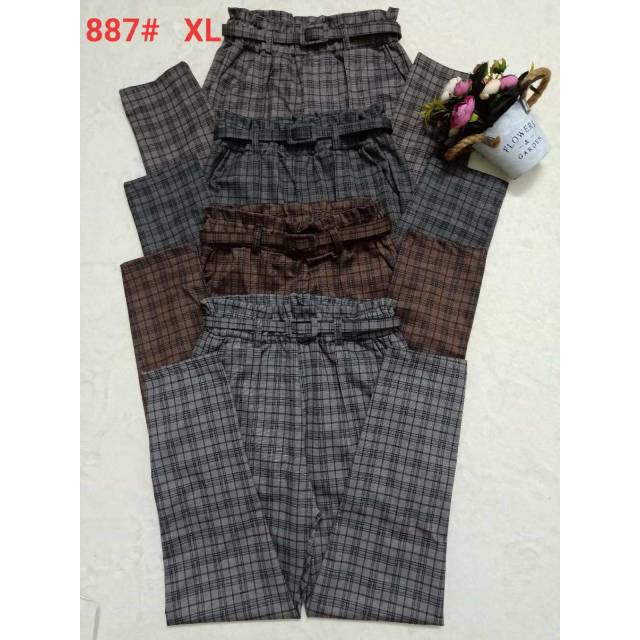(New) Celana ZARA Kotak Import with belt seri 887# fit to XL
