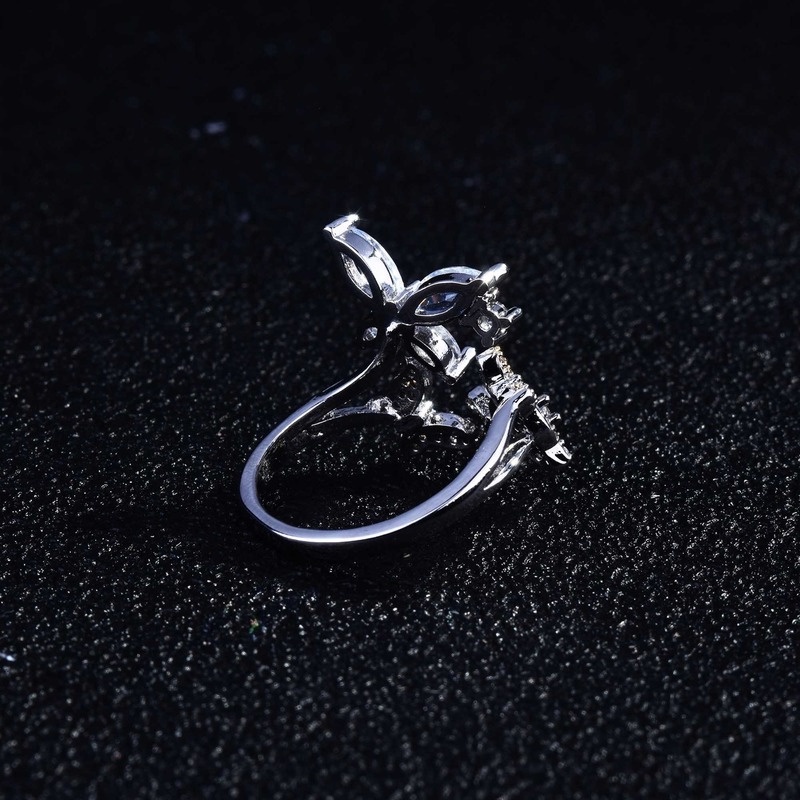 Personality Butterfly Shape White Moissanite Ring
