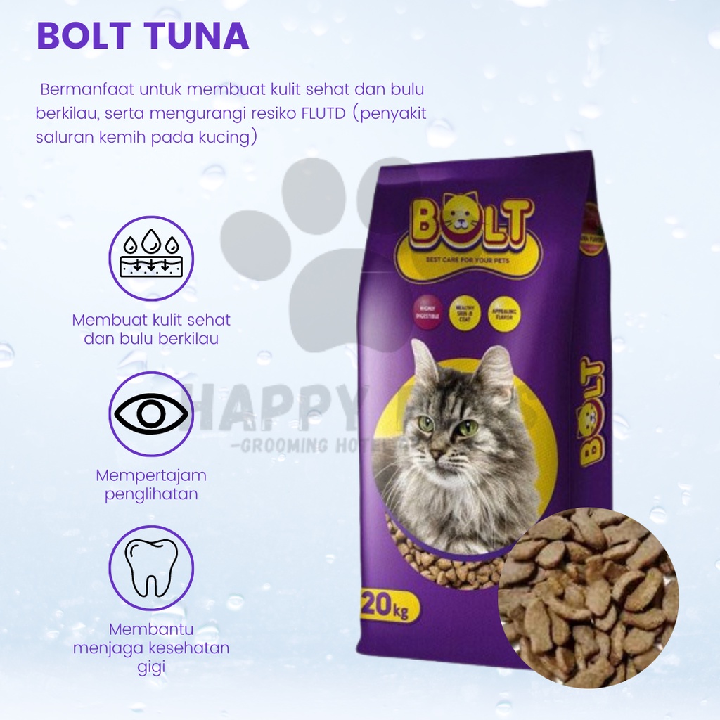 Makanan Kucing Merek Bolt 1kg repack murah --800gram