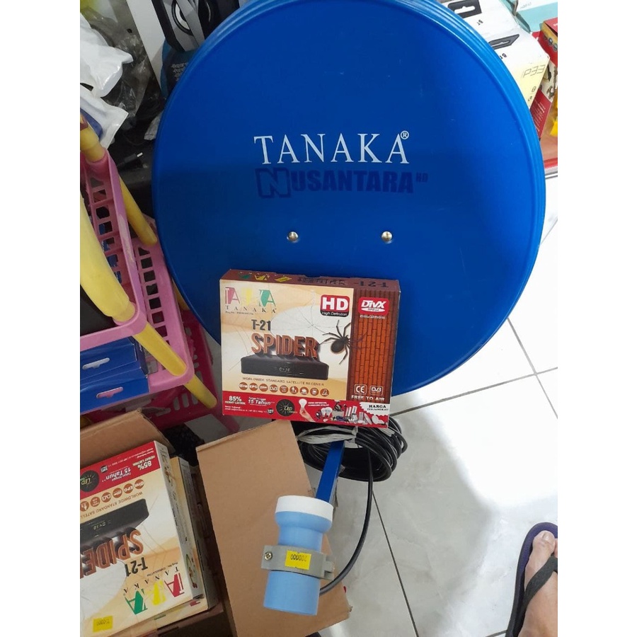 Paket Set reciver + Parabola Satellite Tanaka T21 Spider HD
