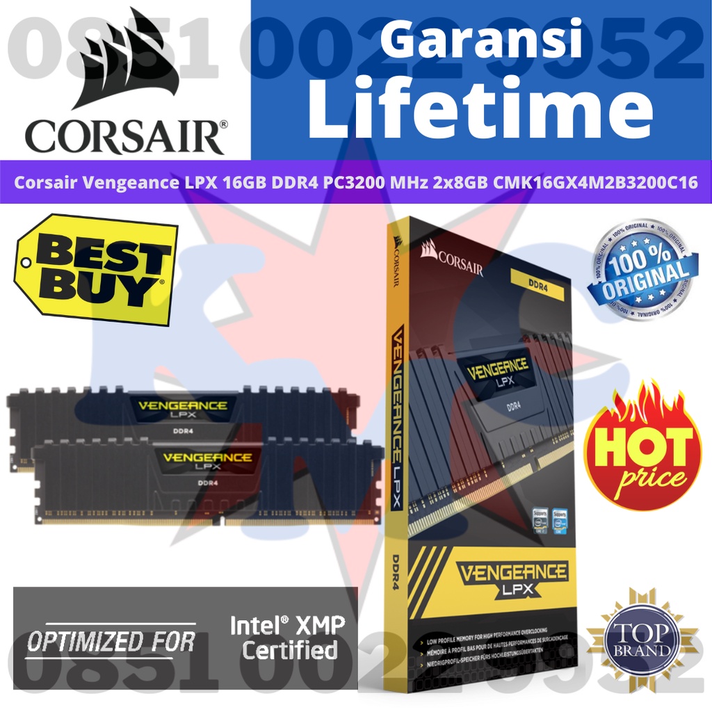 Corsair Vengeance LPX 16GB DDR4 PC 3200 MHz (2x8GB) CMK16GX4M2B3200C16