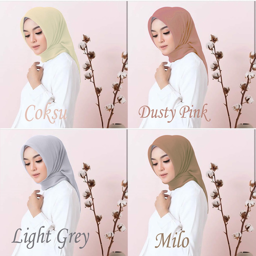 Jilbab Murah Hijab CORN SKIN SQUARE Kerudung Polos Kotak 