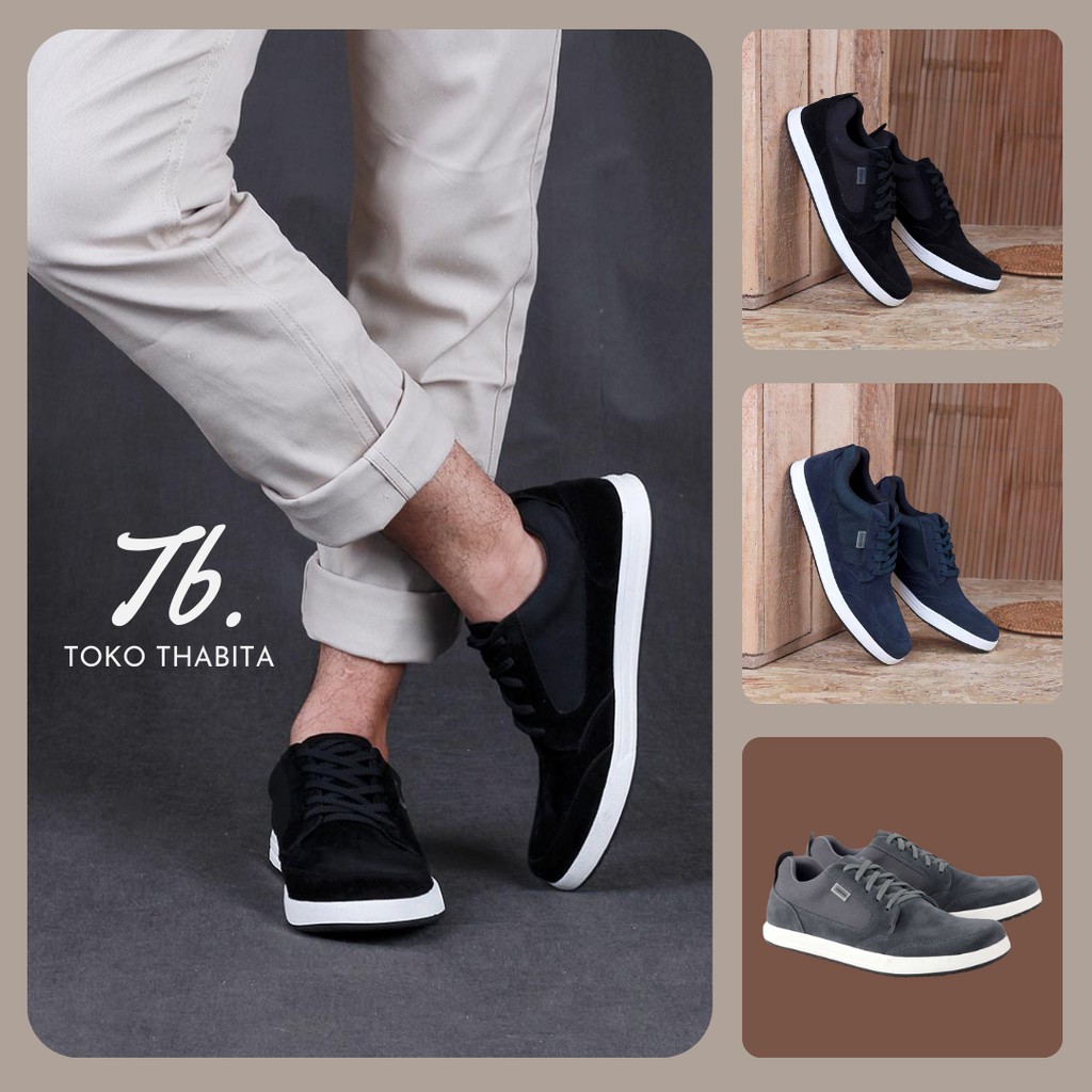 Toko Thabita Sepatu Casual Pria Kulit Asli Suede Tali Kuzatura Original Sneakers