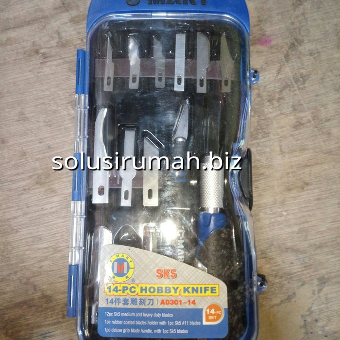 PISAU SET HOBBY KNIFE SET 14PIECE BIRU CMART PISAU UKIR TATAH UKIR GAB
