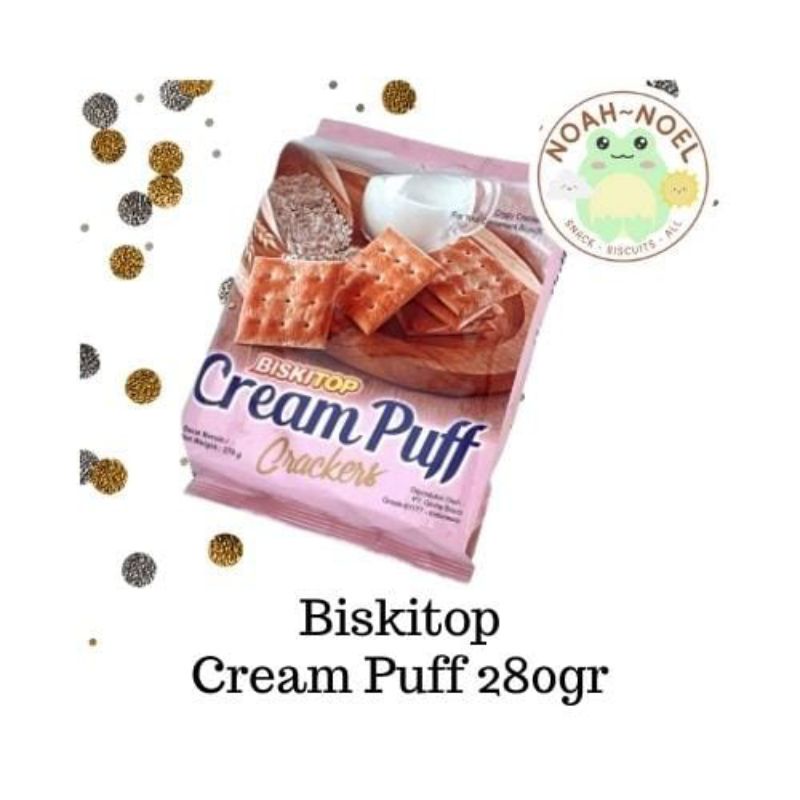 

NN - BISKITOP Cream Puff Crackers 280gr Biskuit Gabin MALKIST rasa cream tanpa gula Cemilan anak dewasa