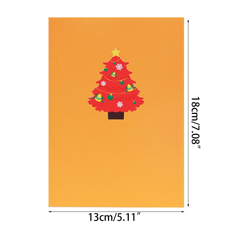 Kartu Ucapan Pop Up 3D Handmade Bentuk Pohon Natal Warna Merah Dengan Amplop Untuk Hadiah