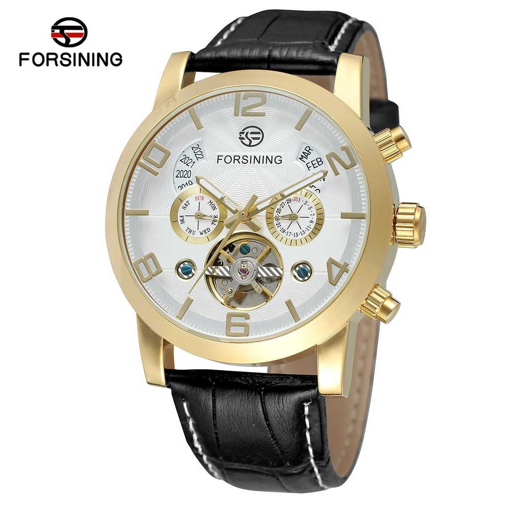 ☒ Dropshipping  Perdagangan Luar Negeri Kalender FORSINING Tourbillon Jam Tangan Mekanik Otomatis Pr