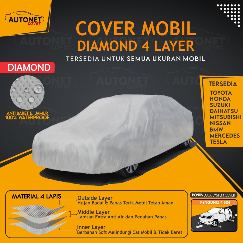 Cover Sarung Mobil 4 Lapis Layer Diamond Extream Full Outdoor Yaris Mobilio Avanza Agya Brio Grand Livina Innova Splash Hrv xpander Alphard Ertiga Bmw Camry Civic Fortuner Land Cruiser Mercy S E C Class Pajero Rush Xenia