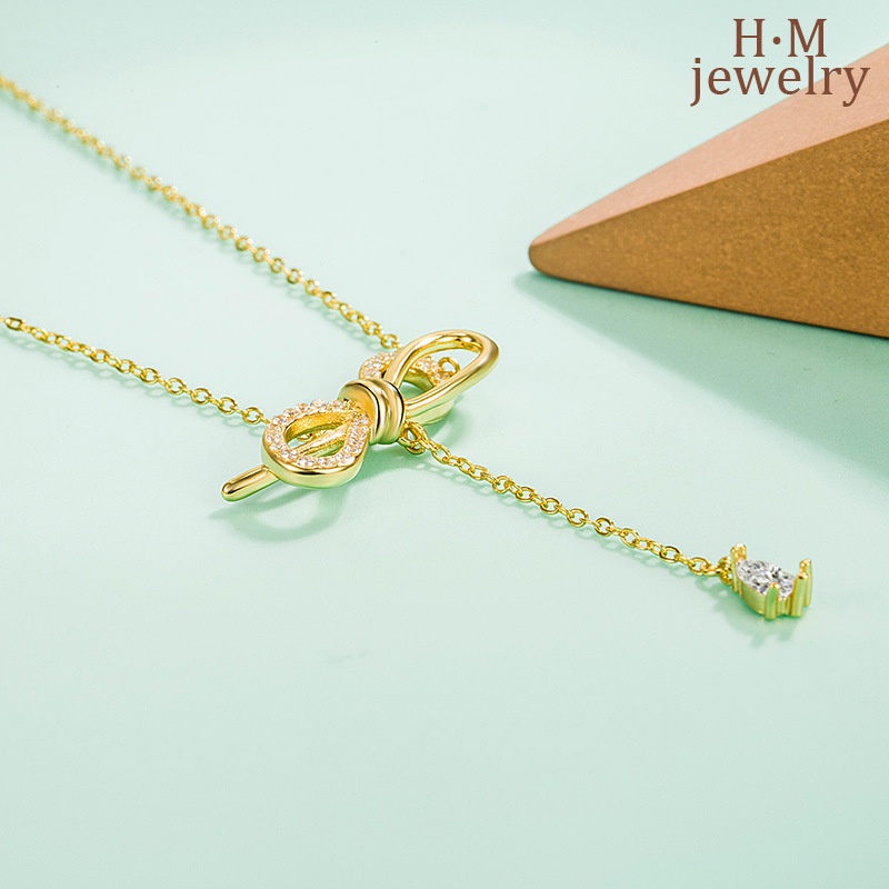 Kalung Rantai Klavikula Model Pita Rumbai Untuk Wanita
