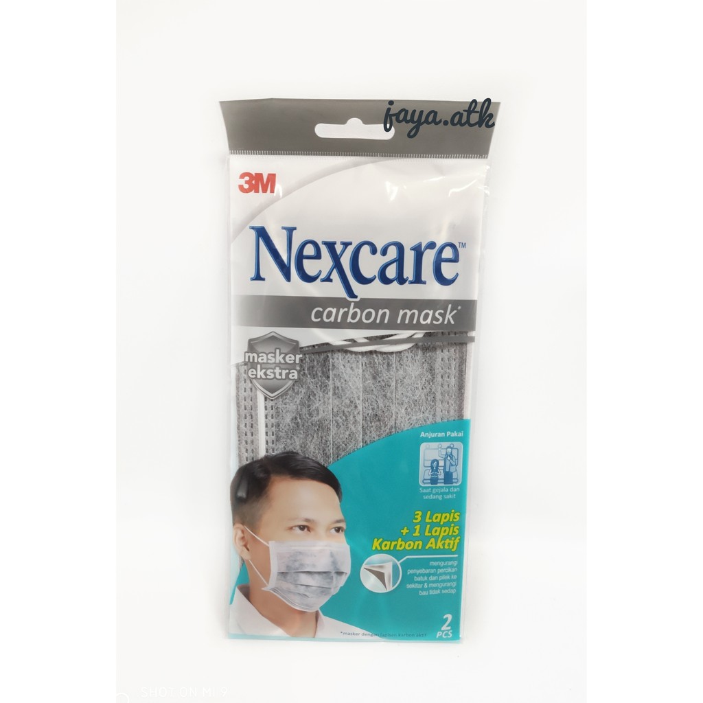 MASKER KESEHATAN KARBON ANTI DEBU POLUSI MASKER 3M NEXCARE KARBON MASKER LAPIS 3 ISI 2 PCS